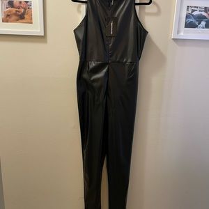 Faux leather jumpsuit